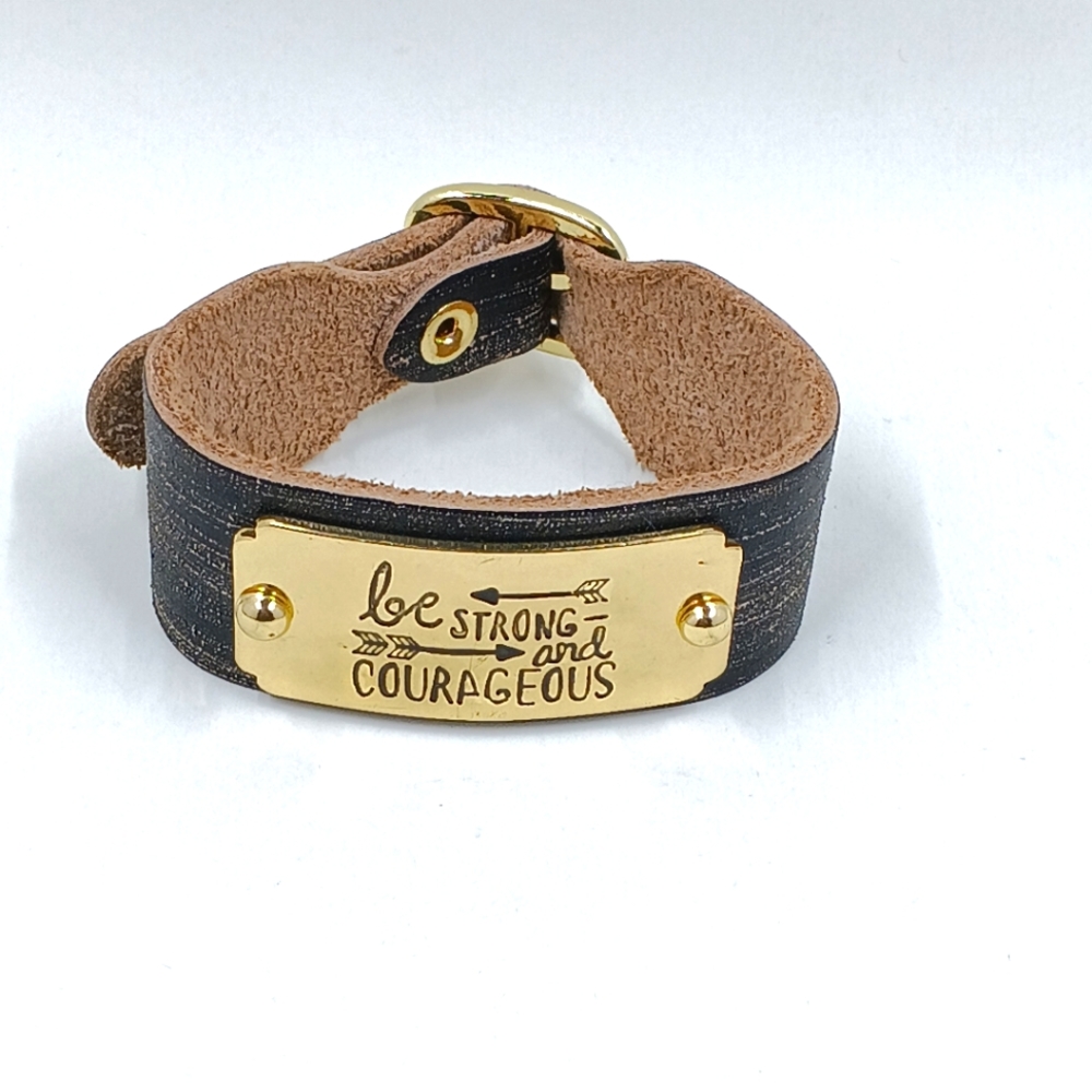 "Be Strong & Courageous" Leather Bracelet.